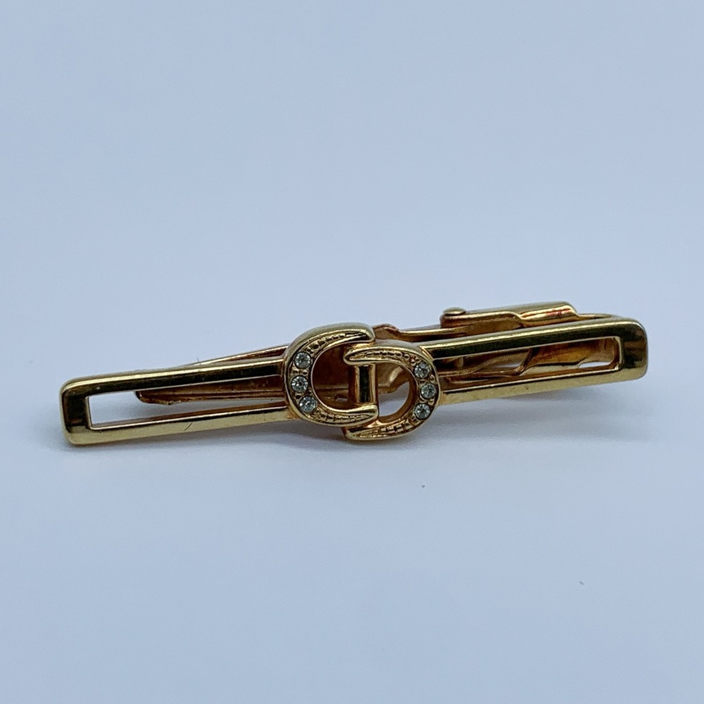 Vintage Christian Dior CD Logo Gold Plated Tie Clip